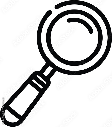 Magnifying glass icon, search symbol, investigation sign, black vector graphic