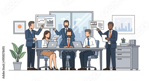 Business Professionals Working Together in Office.