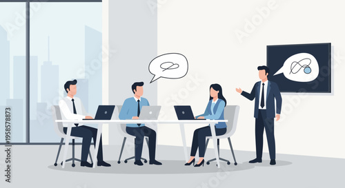 Business Professionals Working Together in Modern Office.