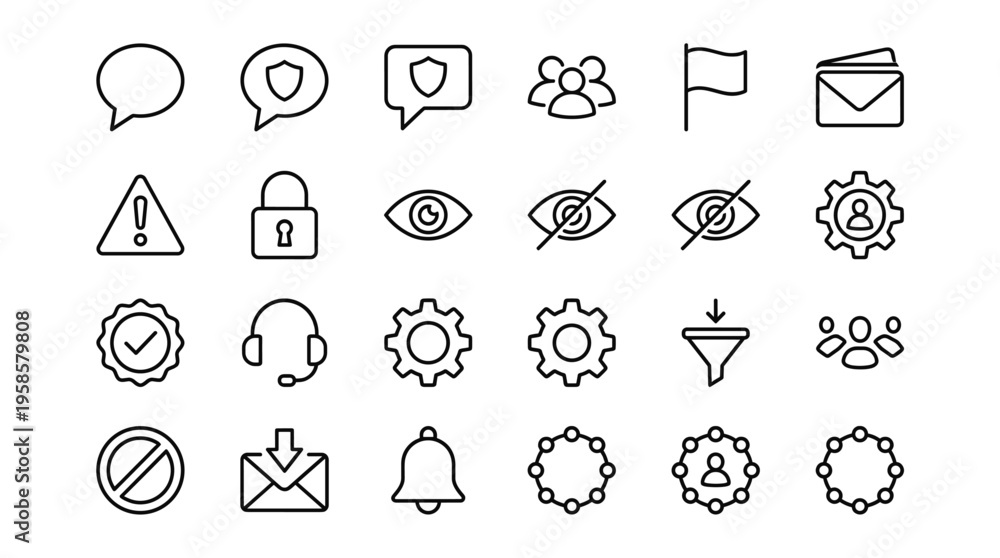 Fototapeta premium Set of 25 Outline User Interface and Security Icons Vector