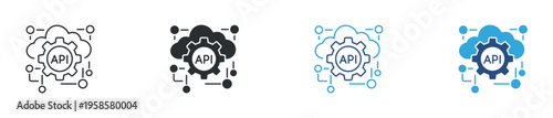 API integration and cloud computing icon set. Application programming interface, data connection and system integration concept. Vector illustration.