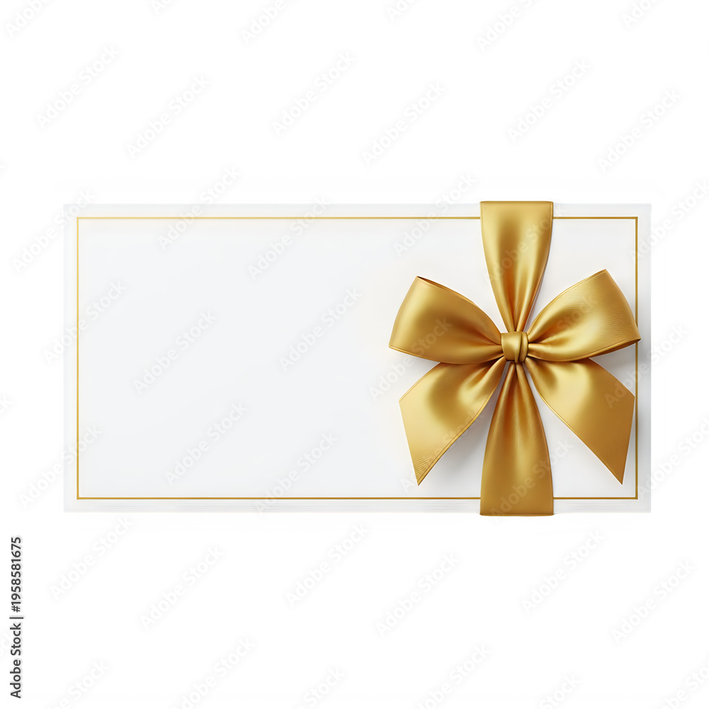 Fototapeta premium Elegant gold ribbon tied into a decorative bow on a plain surface
