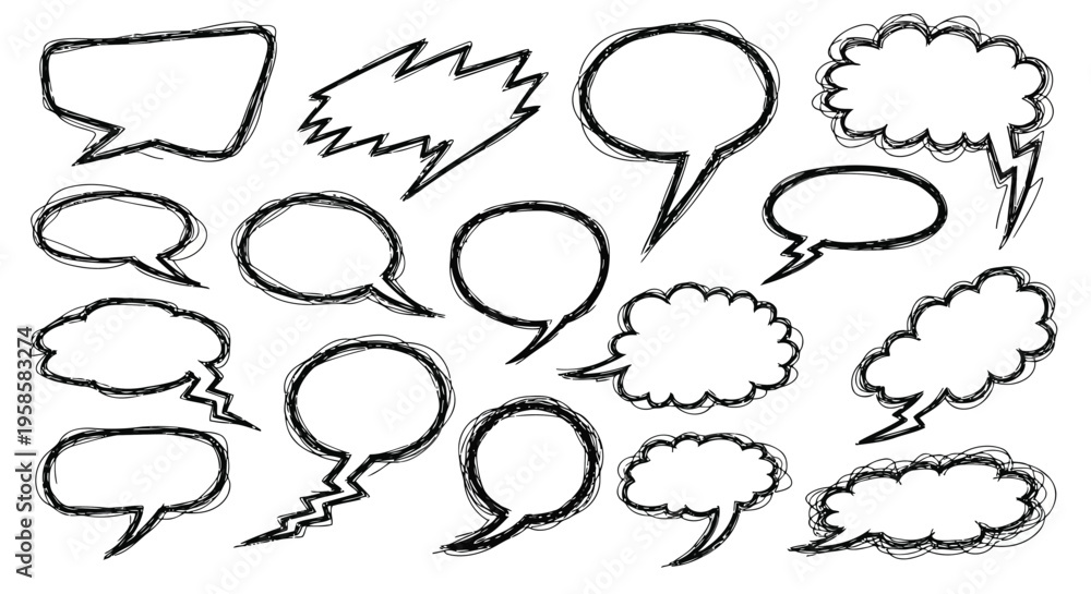 Fototapeta premium A collection of black and white speech bubbles