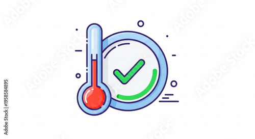Temperature gauge with green checkmark for safety and approval