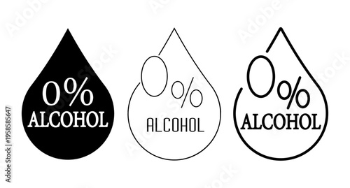 Set of Zero Percent Alcohol Droplet Labels