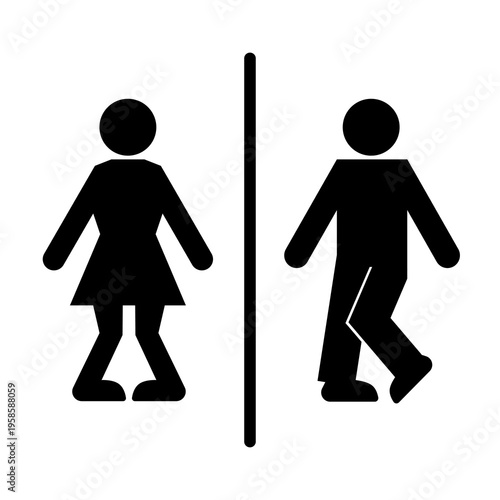 Restroom Toilet Sign Icon Male Female.  Isolated on white background. Editable vector illustration.