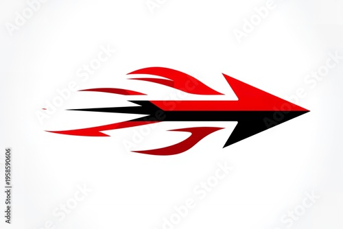 A stylized red and black arrow with flame-like streaks moving to the right on a white background Free Download A stylized red and black arrow with flame-like streaks moving to the right on a white background - GFXLoad