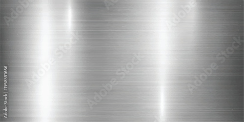 Polished stainless steel texture with subtle horizontal grain and bright highlights, modern industrial surface background, metal texture