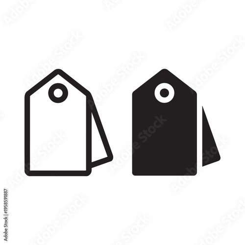 Two price tags one white and one black shown in a simple vector style
