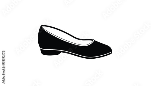 Shoe silhouette vector illustration of a black low-heeled pump