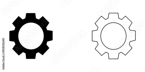 Gear vector icon with transparent background, simple black cogwheel symbol, tools, mechanical concepts. Minimal flat design illustration suitable apps, websites, interface, engineering, technology