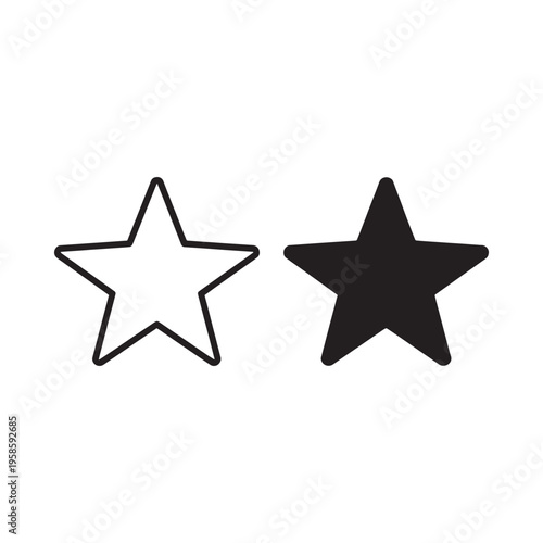 Two stars are depicted one white outline one solid black side by side