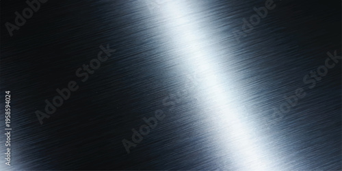 Dark brushed metal surface with bright central reflection and diagonal lines with sheet metal