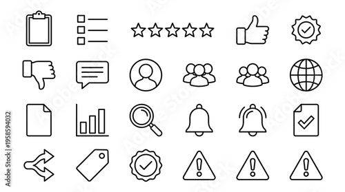 Set of 24 Outline User Interface Vector Icons