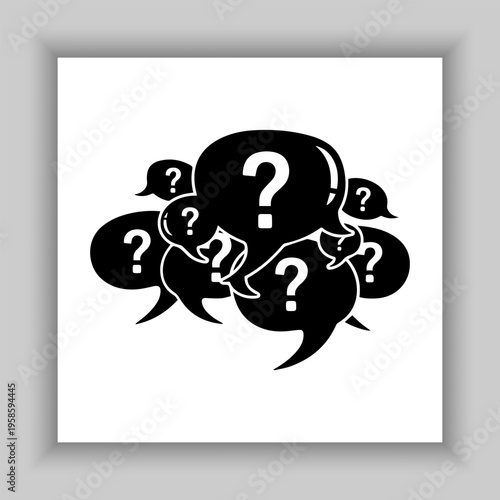 Vector speech bubble related silhouette icon.
