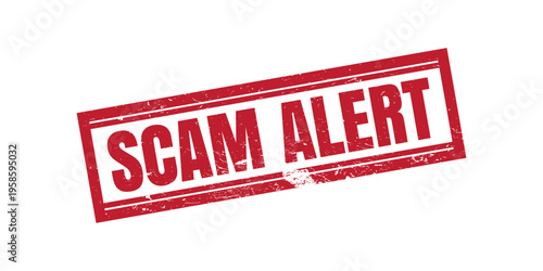 Red Grunge Rubber Stamp Scam Alert Warning Security Vector Design.