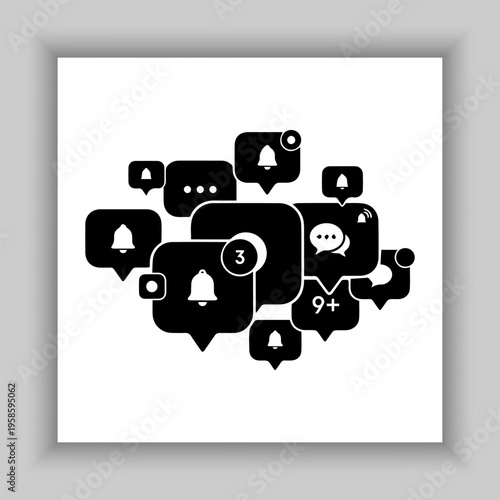 Vector speech bubble related silhouette icon.