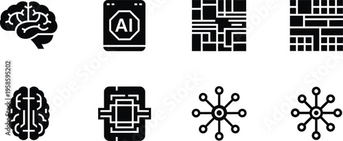 Collection of artificial intelligence and technology icons