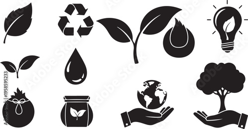 Eco Friendly Icons for Sustainable Living and Green Concepts