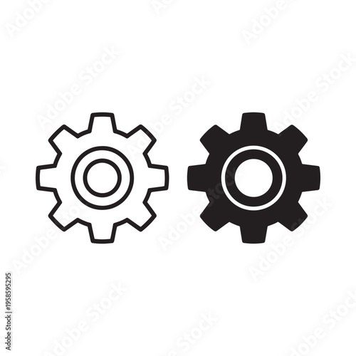 Two contrasting gears one white one black representing mechanism