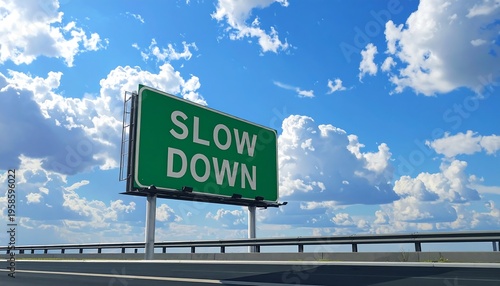 Highway Safety Sign with Slow Down Message
