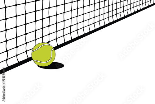 Tennis Ball by Net on Court, tennis sport concept