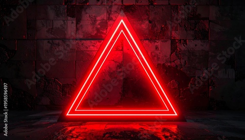 Red glowing triangle on dark background
