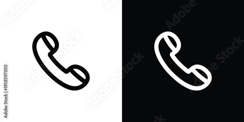 Black and white telephone receiver on split background symbol 1