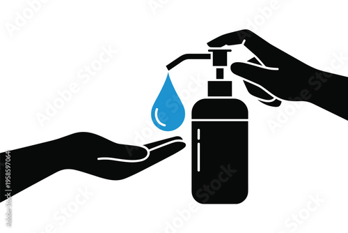 Hand Sanitizer Dispenser with Hands for Hygiene and Protection, hygiene protection concept