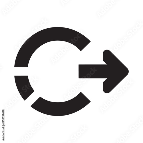 Simple black circular arrow icon pointing to the right