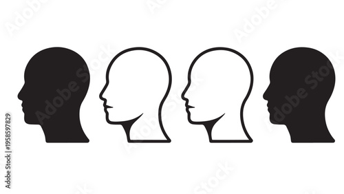 Human head silhouette icons