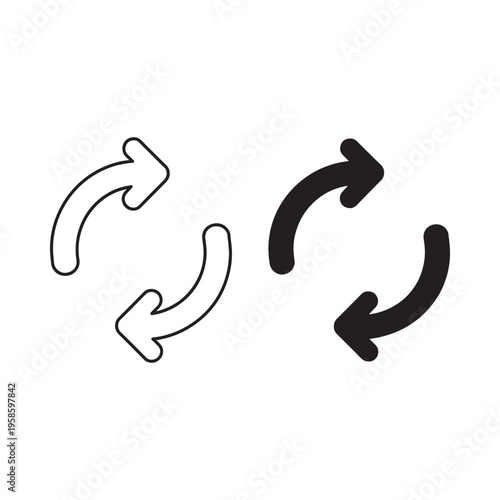 Two sets of curved arrows forming a circular exchange or loop