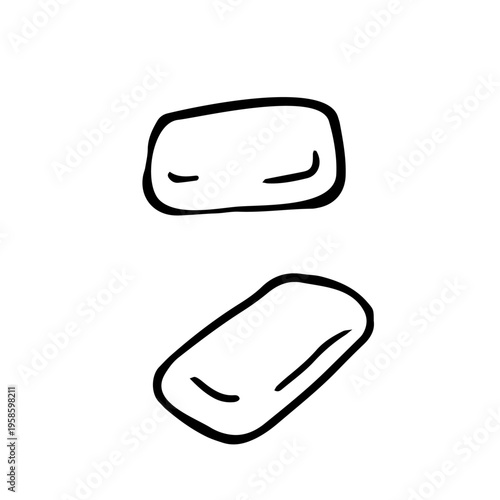 set of chewing gum pads in a cute doodle style. isolated on white background hand drawn vector for oral hygiene, fresh breath concepts, or simple dental care icons.