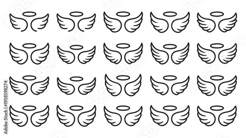 Angel wings and halo icons