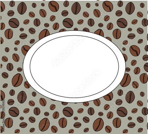 Roasted Coffee Beans oval Frame hand drawn illustration. Vector graphic line ink art. Silhouette sign for logo, print, comics, fashion, pop art, boards, design, stickers, decoration, posters