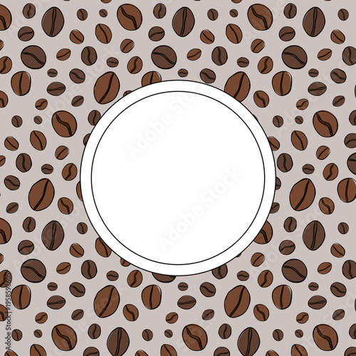 Roasted Coffee Beans Round Frame hand drawn illustration. Vector graphic line ink art. Silhouette sign for logo, print, comics, fashion, pop art, boards, design, stickers, decoration, posters