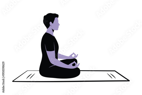 Person Meditating in Yoga Pose, mindfulness concept with copy space