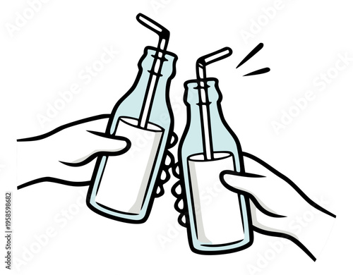 Cheers milk bottles clinking