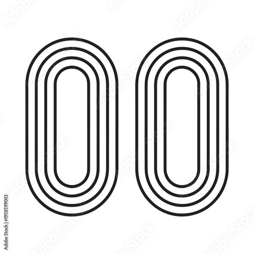 Two concentric oval outlines displayed side by side in black and white