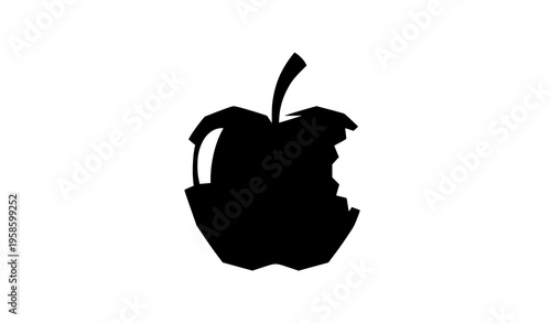 Stylized bitten apple silhouette bold geometric fruit icon modern minimal vector design