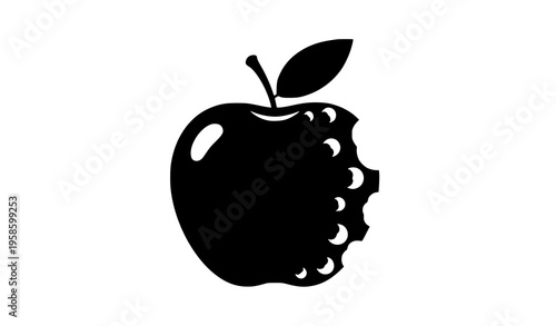Creative apple silhouette with multiple bites playful fruit icon unique minimal vector illustration