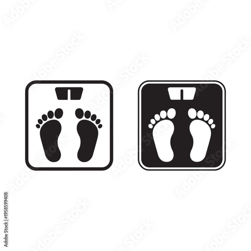 Footprint icons depicting weight scales in black and white designs