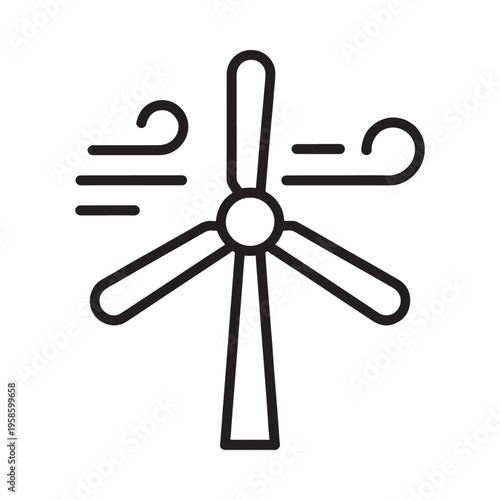 Simple line drawing of a wind turbine representing renewable energy sources