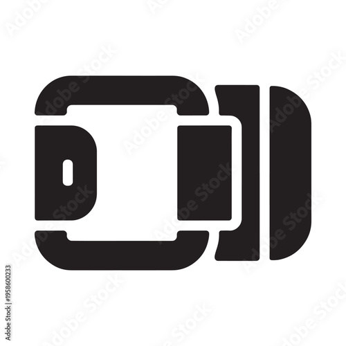 Abstract black and white graphic depicting a stylized oil container symbol