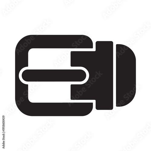 Black and white illustration of a buckle commonly used on belts