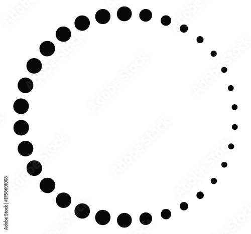 Dotted gradient circle, load icon, symbol, halftone effect circular dotted frame, progress round loader, web download time symbol, vector illustration