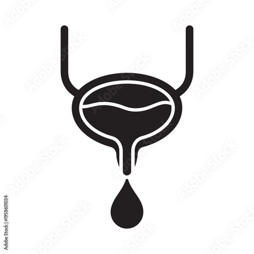 Simplified illustration of a human bladder with a single drop below