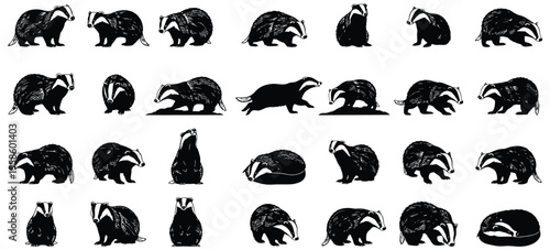 Evolution of elephant silhouette a series of black silhouette images