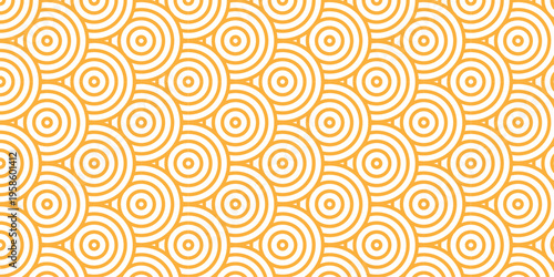 Seamless ornament overlap fabric brown pattern circles line fabric curl transparent design. minimal overlapping waves pattern paper waves white geometric retro background.