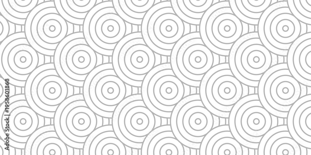 Fototapeta premium Seamless ornament overlap fabric white pattern circles line fabric curl transparent design. minimal overlapping waves pattern paper waves white geometric retro background.